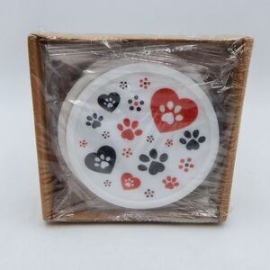 Temp-Tations By Tara Pawfetti Coasters Set of 6 Silicone Hearts Red Black